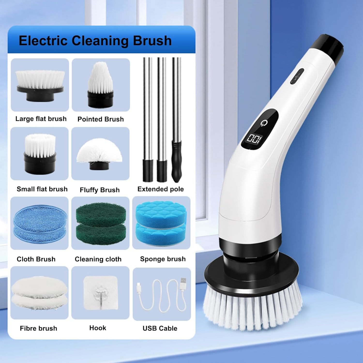 Cepillo eléctrico de limpieza Telescopic