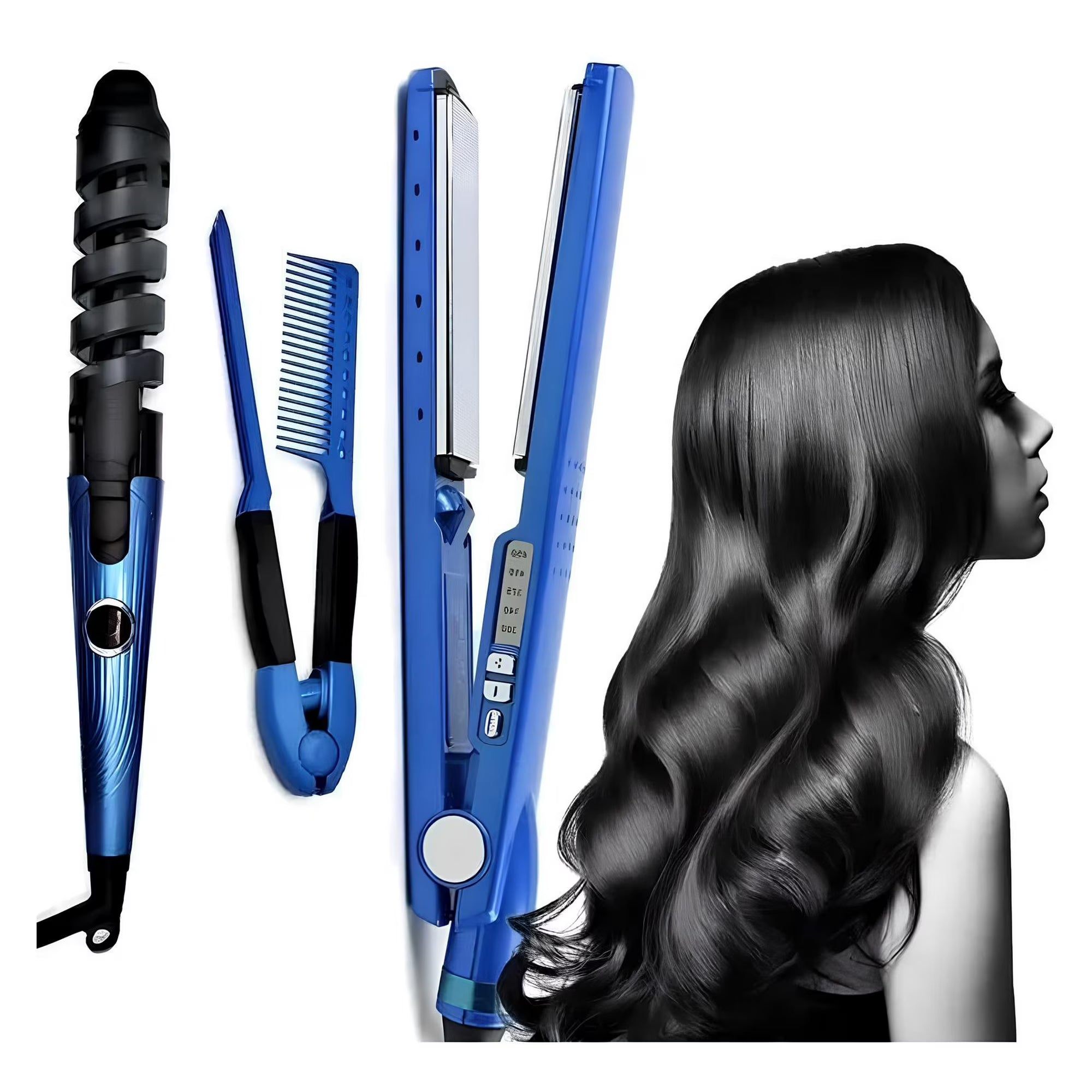 Kit de Belleza Plancha Rizadora y Peine